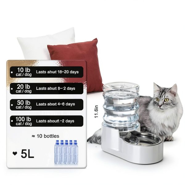 RIZZARI Pet Water Dispenser Stainless Steel Bowl Anti-Tip-1