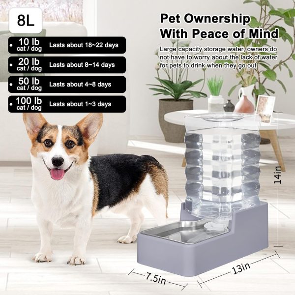 MASOCAT Dog Water Dispenser 8L Large Capacity Stainless-2