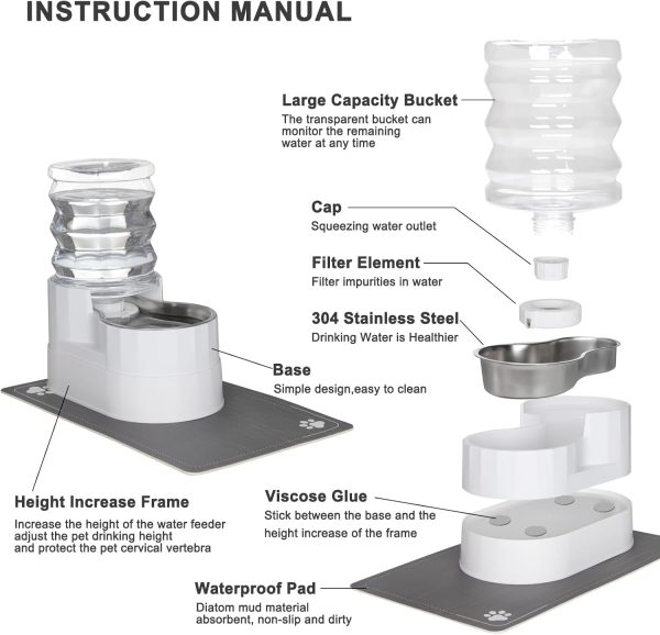RIZZARI Automatic Pet Water Feeder Stainless Steel Large-2