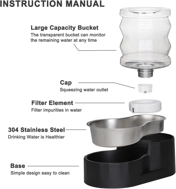 RIZZARI Pet Water Dispenser Stainless Steel Automatic Feeder-2