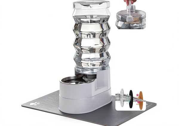 RIZZARI Pet Water Dispenser BPA Free Stainless Steel Bowl-5