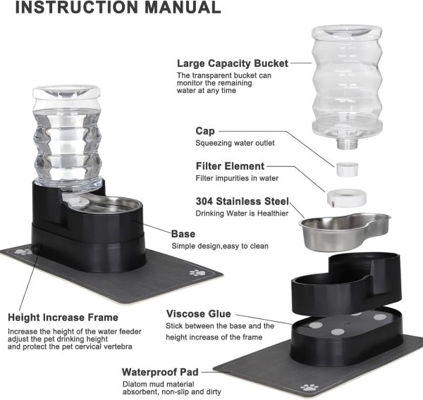 RIZZARI Automatic Pet Water Feeder Stainless Steel Large-2
