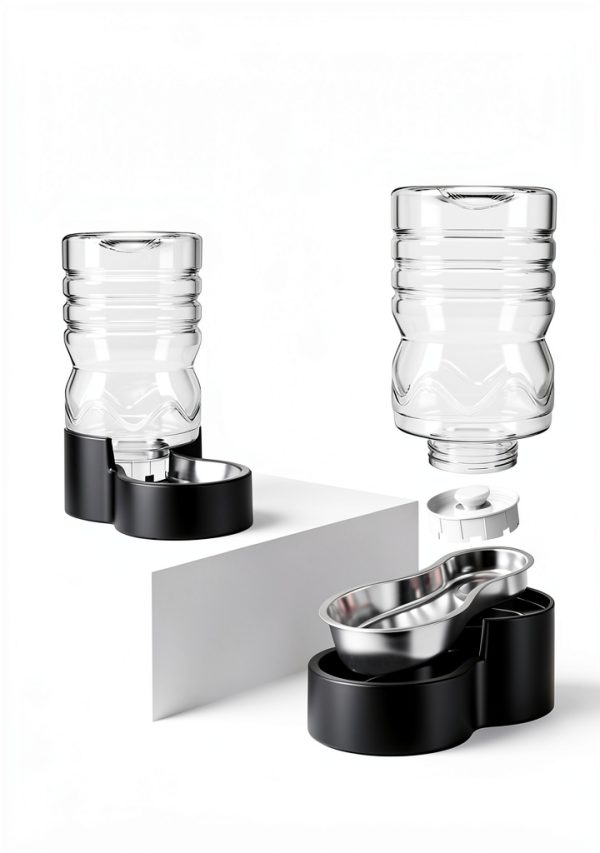 Pet Water Dispenser Heouvo Gravity Fountain 6.5L Stainless Steel Bowl-5