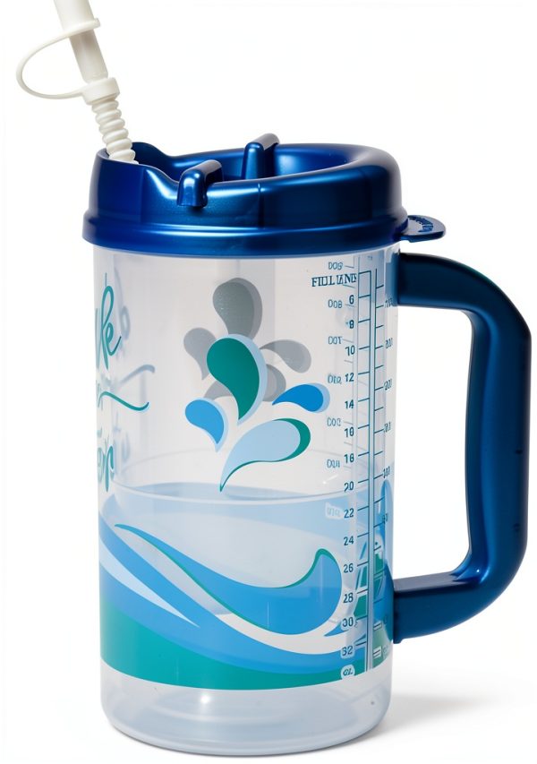 Plum Hill Hospital Cup 32 oz Water Tracker Mug with Lid and Straw-0