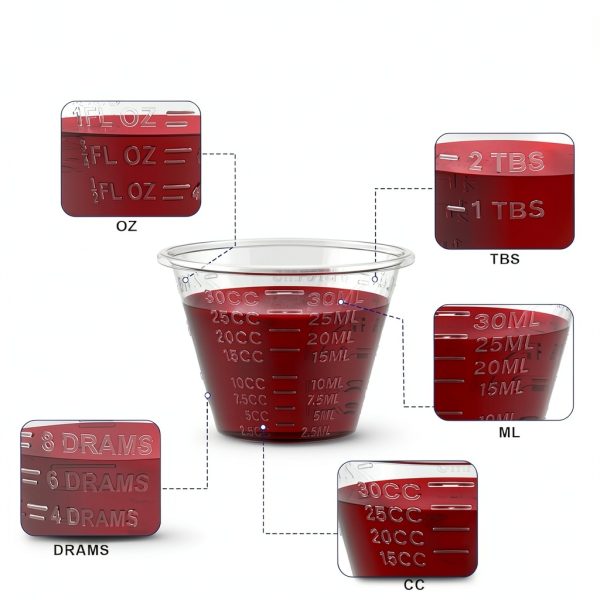 Disposable Medicine Cups Graduated, Bulk Pack of 2000, 1 oz (30ml) Small Plastic Measuring Cup for Liquid Medication, Paint, epoxy, Pill and Resin-2